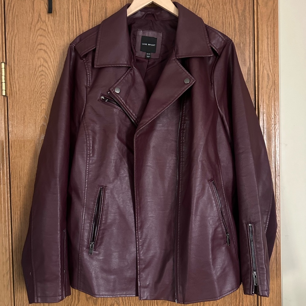 Lane Bryant wine moto jacket size 22/24. Fake leather.